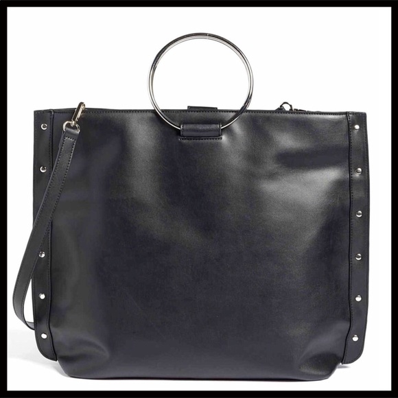 LARGE BLACK CROSSBODY TOTE BAG - Picture 5 of 8